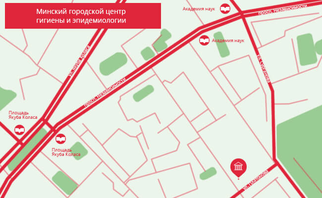Схема проезда к Минскому городскому центру гигиены и эпидемиологии